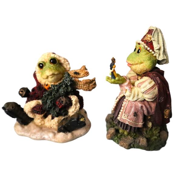 Vintage Frogs Wee Folkstone Ribbit Happy Christmas Frog & Princess Kiss Me Quick - Picture 1 of 9
